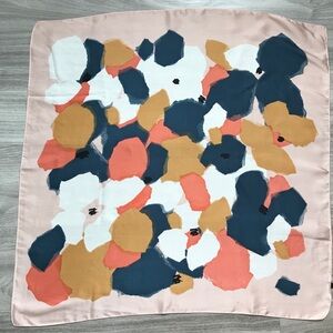 SILK SCARF SQUARE PINK FLORAL MOTIF SATIN HANDROLLED HEM